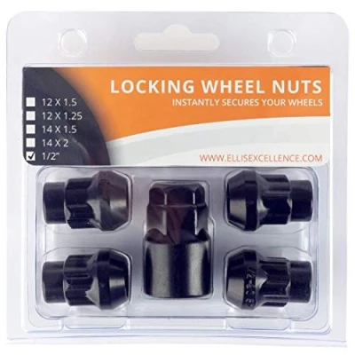 Image of Ellis Excellence Set of 4 Black Alloy Wheel Locking Nuts, 1/2 UNF