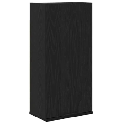 Image of vidaXL Wall Mounted Bathroom Cabinet Black Oak Engineered Wood 32x20x67 cm Space Saving Storage, Moisture Resistant, Modern Design