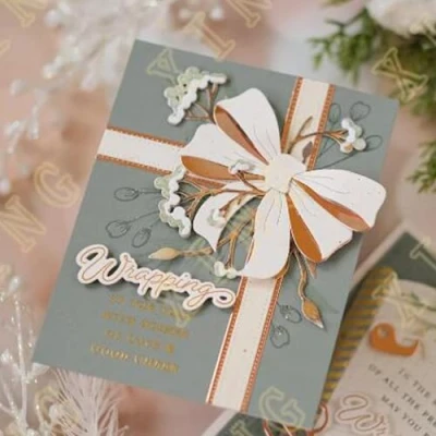 Image of Flower Bowknot Frame Metal Die Cuts,Spring Cross Bow Bowtie Cutting Dies Cut Stencils for DIY Invitation Card Scrapbooking Album Decorative Embossing Paper Making