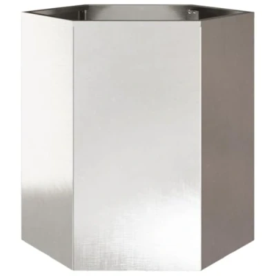 Image of vidaXL Garden Planter Outdoor Flower Pot Raised Hexagon Stainless Steel Weather Resistant, Silver, 46x40x45 cm Open Bottom Design for Maximum Plant Growth Compost
