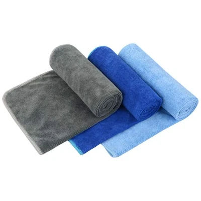 Image of VIVOTE Microfibre Gym Towels Sports Fitness Workout Sweat Towel Super Absorbent 3 Pack 33 x 74 CM (Grey+Dark Blue+Light Blue)