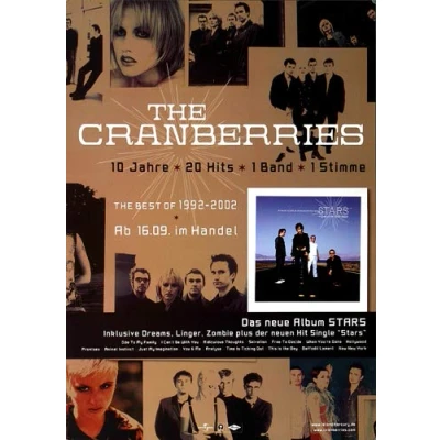 Image of The Cranberries Stars 1992 2002 Poster, Concertposter, Concert