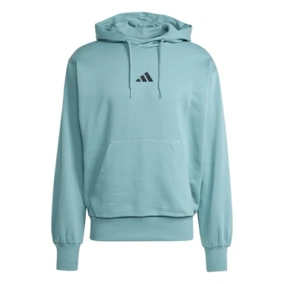 Image of adidas Men&#039;s ESSENTIALS FEELCOZY FLEECE HOODIE, powder teal/black, XL