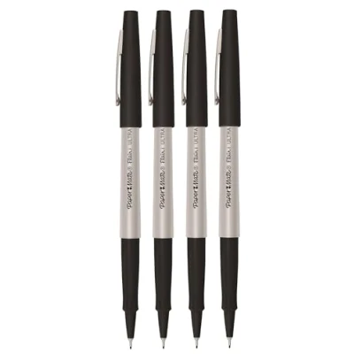 Image of Paper Mate Flair Fineliner Pens Ultra Fine Point 0.4mm Black Ink Pack of 4