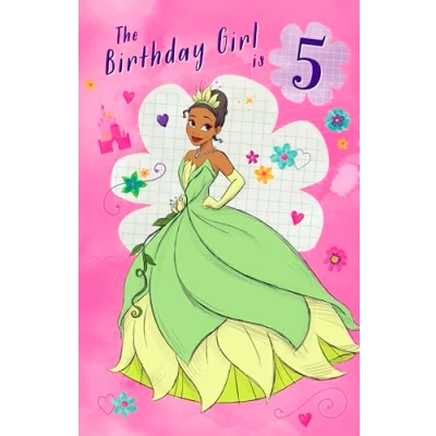 Image of Disney Princess Tiana 5th Birthday Greetings Card for Girls, From Happy Niece/Granddaughter/Daughter/Sister,Cute Children/Kids