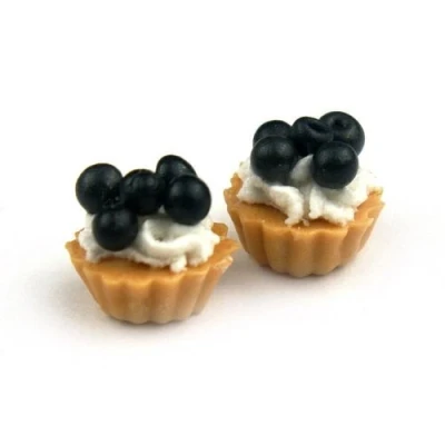 Image of MyTinyWorld 4 x Dolls House Miniature Loose Handmade Black Cherry Tarts