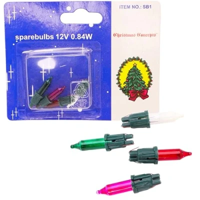 Image of Christmas Concepts® Pack of 3 Multi Colour Push in Spare Bulbs &amp; 1 Fuse Bulb 12v Replacement Bulbs, SB1 CC