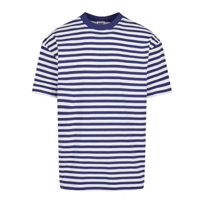 Image of Urban Classics Regular Stripe Print Tshirt, Men&#039;s, Size: 5XL, White darkblue