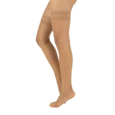 Image of CALZITALY Sheer Open Toe Hold Ups Toeless Stay Up for Peep Shoes 10 Den Black, Skin S M, L XL Made in Italy (S/M, Geometric Skin)