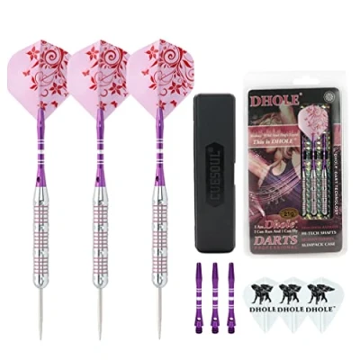 Image of CUESOUL Pink Ladies 21 Grams Steel Tip Darts with 2 Different Sets Aluminum Shafts (C.FB.DHOL F1207)