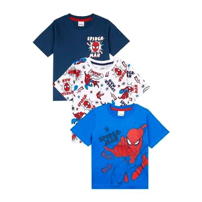 Image of Marvel Spiderman Boys T Shirts Pack of 3, Short Sleeve 3PK Tees for Boys, Official Clothing Merchandise (9 10 Years) Multicoloured