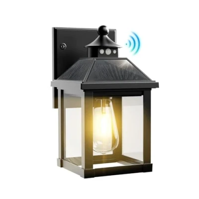 Image of COLBOR Solar Wall Lantern Light, Outdoor Security Lights with Motion Sensor, IP65 Waterproof Powered Garden for Garage and Patio