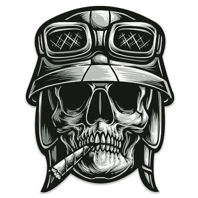 Image of Biomar Labs 1 x PVC Vinyl Sticker Skull Biker Cool Decal for Car Bumper Windows Motorcycle Bicycle Bike Helmet Scooter PC Laptop B 57