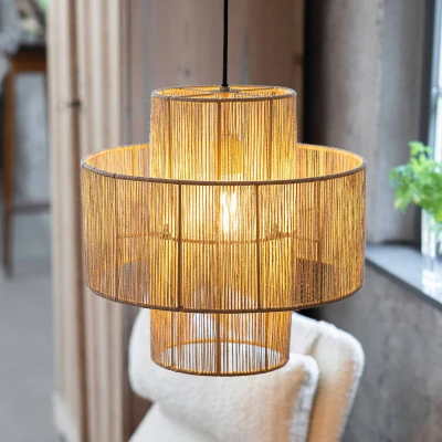 Image of Markslöjd Soga hanging light, plug, natural, jute, Ø 40 cm