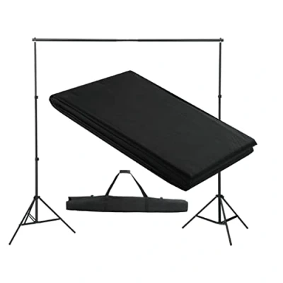 Image of vidaXL Backdrop Support System 300x300cm Black Photography Studio Background