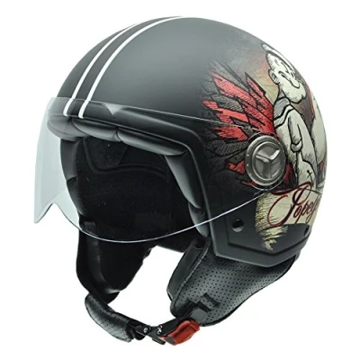 Image of NZI 490022G561 Vintage II Smack Open Face Motorcycle Helmet, Popeye Illustration, XS