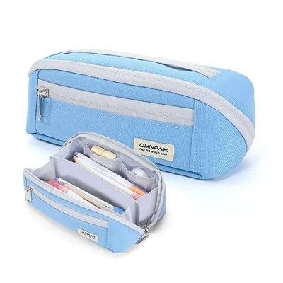 Image of Omnpak Pencil Case Large Capacity with Carry Handle School Boys Girls Teenagers Zipper Unisex Stationery Storage Spill Resistant Scratch