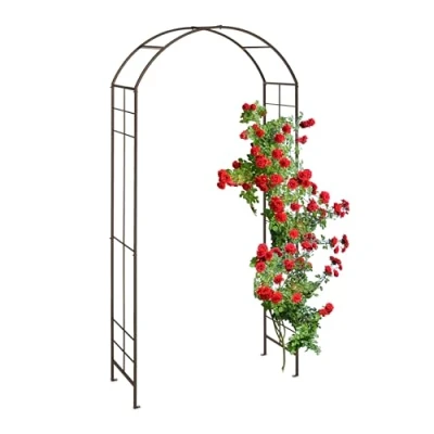 Image of Relaxdays Metal Rose Arch, Garden Arbour, HxWxD: 224 x 110 41 cm, Sturdy Climbing Support for Plants &amp; Flowers, Bronze, Iron