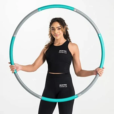 Image of Core Balance Smooth Weighted Hula Hoop For Adult Fitness Foam Padded Size Adjustable 1kg (Teal)