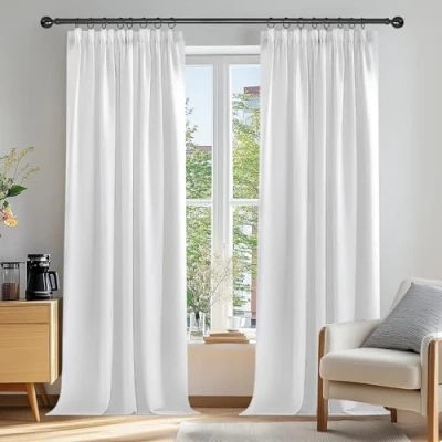 Image of Deconovo Super Soft Curtains Thermal Insulated Pencil Pleat Blackout for Children 90 x Inch Silver Grey One Pair