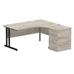 Image of Impulse 1600 R Crescent Desk Gy Oak Black Cantilever 600 High Ped