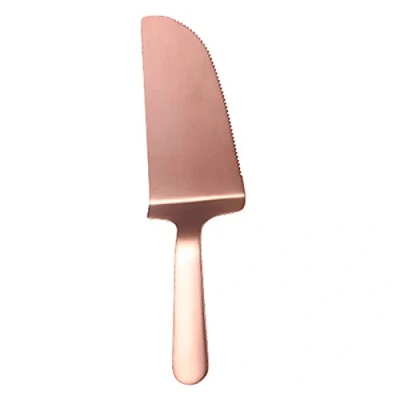Image of Brasse Stainless Steel Pizza Shovel Bread Slicer Serrated Edge Cake Pie Server Divider Cutter Knife Dessert Spatula Rose Gold