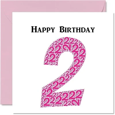 Image of Fun 2nd Birthday Cards for Girls Shapecloud Happy Card Son Daughter Brother Sister Grandson Granddaughter Niece Nephew Cousin, 145mm x Greeting Cards,