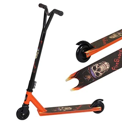 Image of Stunt Scooter, Street Trick Scooter with 100mm PU Wheels ABEC 9 Bearings, Beginner Level Kick for Kids Teens, Freestyle Ages 6+ (Orange)