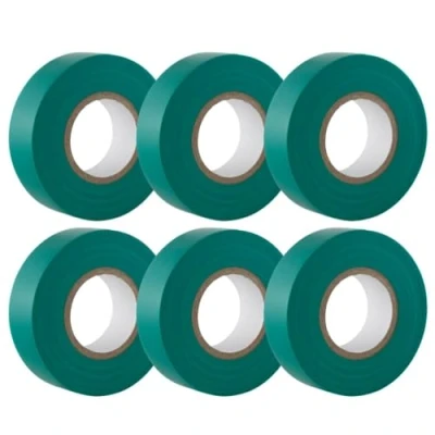 Image of GTSE Green Electrical Tape, 19mm x 20m, Strong Self Adhesive PVC Insulation Tape for Insulating, Repairing and Protecting Wires, 6 Rolls