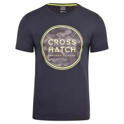 Image of Crosshatch Mens CAMALAR T Shirt Stylish Crew Neck Camo Logo Comfortable and Casual Short Sleeve Top for Men Navy M