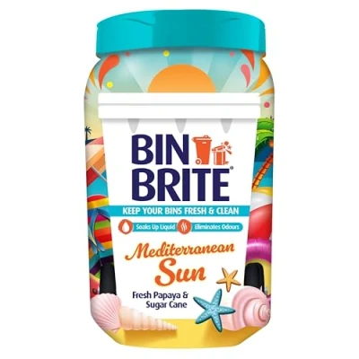 Image of Bin Brite Odour Neutraliser Keeps Your Bins Fresh &amp; Clean Soaks Up Liquid, Eliminates Odours (Mediterranean Sun 500g)
