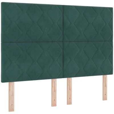 Image of Box Spring Bed with Mattress Dark Green 140x200 cm Velvet Vidaxl