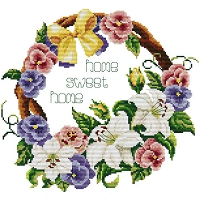 Image of Cross Stitch Kits, Awesocrafts Sweet Home Easy Patterns Stitching Embroidery Kit Supplies Christmas, Counted (Sweet Home, Counted)