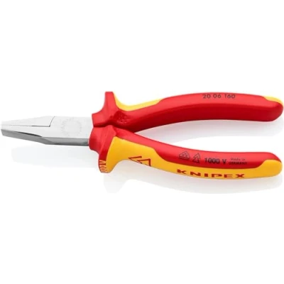 Image of Knipex Flat Nose Pliers chrome plated, insulated with multi component grips, VDE tested 160 mm 20 06