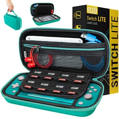 Image of Carry Case for Nintendo Switch Lite (2019 Model) Protective Hard shell Portable Travel with storage Accessories &amp; Game Cartridges (Turquiose)