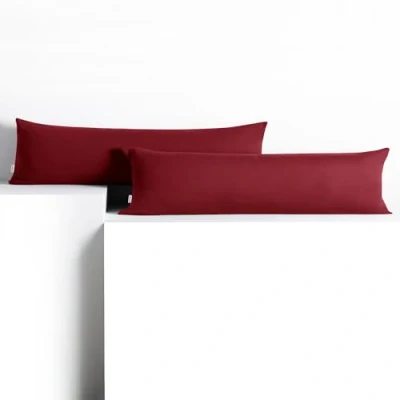 Image of DecoKing 2 pillowcases 20 x 145 cm jersey cotton zip Bordeaux Amber