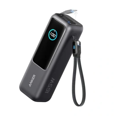 Image of Anker Power Bank, 25,000mAh 165W Ultra Fast Portable Charger For Dual Laptops, Charging Battery Pack with Built In and Retractable Cables, iPhone 16/15 Series, Samsung, More
