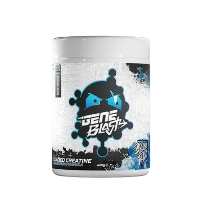 Image of Gene Blast Loaded Creatine Saturation Formula Ultimate Pre Workout for Strength, Power &amp; Endurance Fast Muscle Recovery Growth Performance Boosting Supplement 420g 30 Servings (Blue Raz)