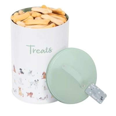 Image of Smart Choice Dog Treat Tin Biscuit Storage &amp; Lid Pastel Green Puppy Food