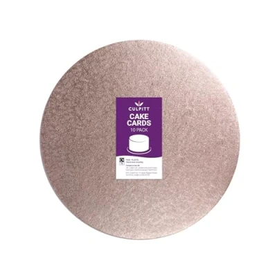 Image of Culpitt 10&quot; Round Cake Boards Rose Gold 2.7mm Cards For Celebration Cakes, Birthday Treats, Tiers, Cupcakes, and More! 10 inch, Pack Of