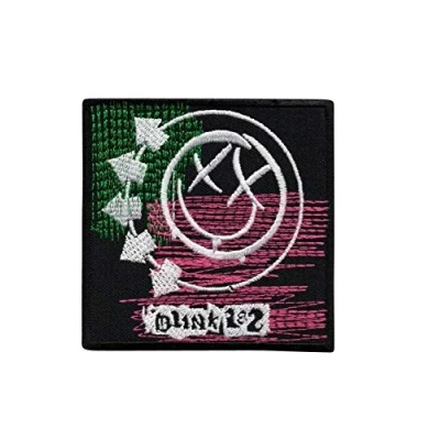 Image of Blink 182 Smiley Smilie Patch Badge Embroidered Iron on Applique Souvenir Accessory