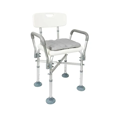 Image of KMINA Shower Chairs for the Elderly (330 lbs) with Double Reinforced Crossbar and Cushion, Stool Back, Heavy Duty Bath Seat Adults, White, Free Assembly Made in Europe