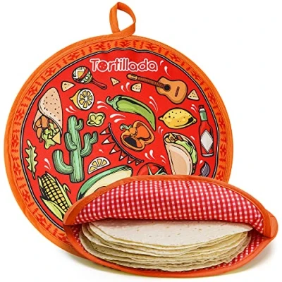 Image of Tortillada 30 cm Tortilla Warmer/Heat Container microwaveable Made of Cotton/Polyester (Red)