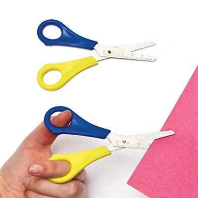 Image of Baker Ross E3476 Left Handed Ruler Scissors, Perfect for Children to Start Cutting With, Ideal Schools, Craft Groups and at Home Use (Pack of 8)