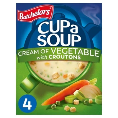 Image of Batchelors Cup a Soup Cream of Vegetable with Croutons Instant Sachets, 4 122 g (Pack 1)