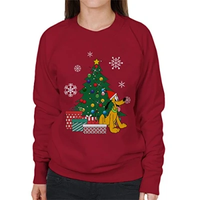 Image of Cloud City 7 Pluto Around The Christmas Tree Women&#039;s Sweatshirt Cherry Red