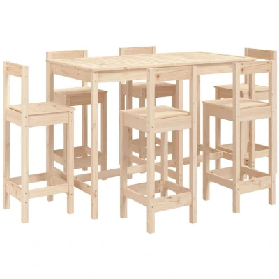 Image of vidaXL 7 Piece Bar Set Solid Wood Pine