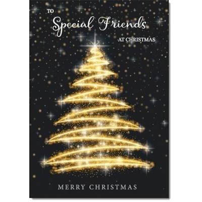 Image of doodlecards Special Friends Christmas Card Black and Gold Abstract Tree Large A4 Size for with Plain Envelope