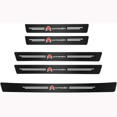 Image of ALTTYF 5pcs Car Door Sill Protector, for Citroen C1 C2 C3 C4 C5 C6 C8 Picasso Cactus Vts Aircross XR C Elysee, Carbon Fiber Kick Plate Protector Stickers Styling Accessories