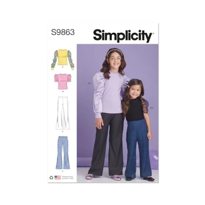 Image of SIMPLICITY SS9863K5 Children&#039;s and Girls&#039; Top Pants K5 (7 8 10 12 14)